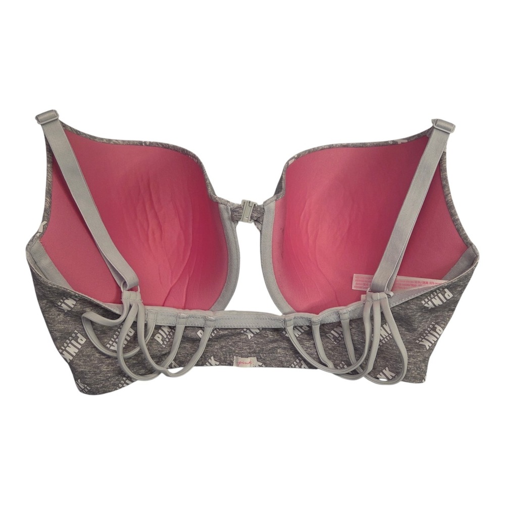Victoria's Secret 38DD  Wear Everywhere Push Up Bra Gray PINK logo Front Close - Picture 4 of 8